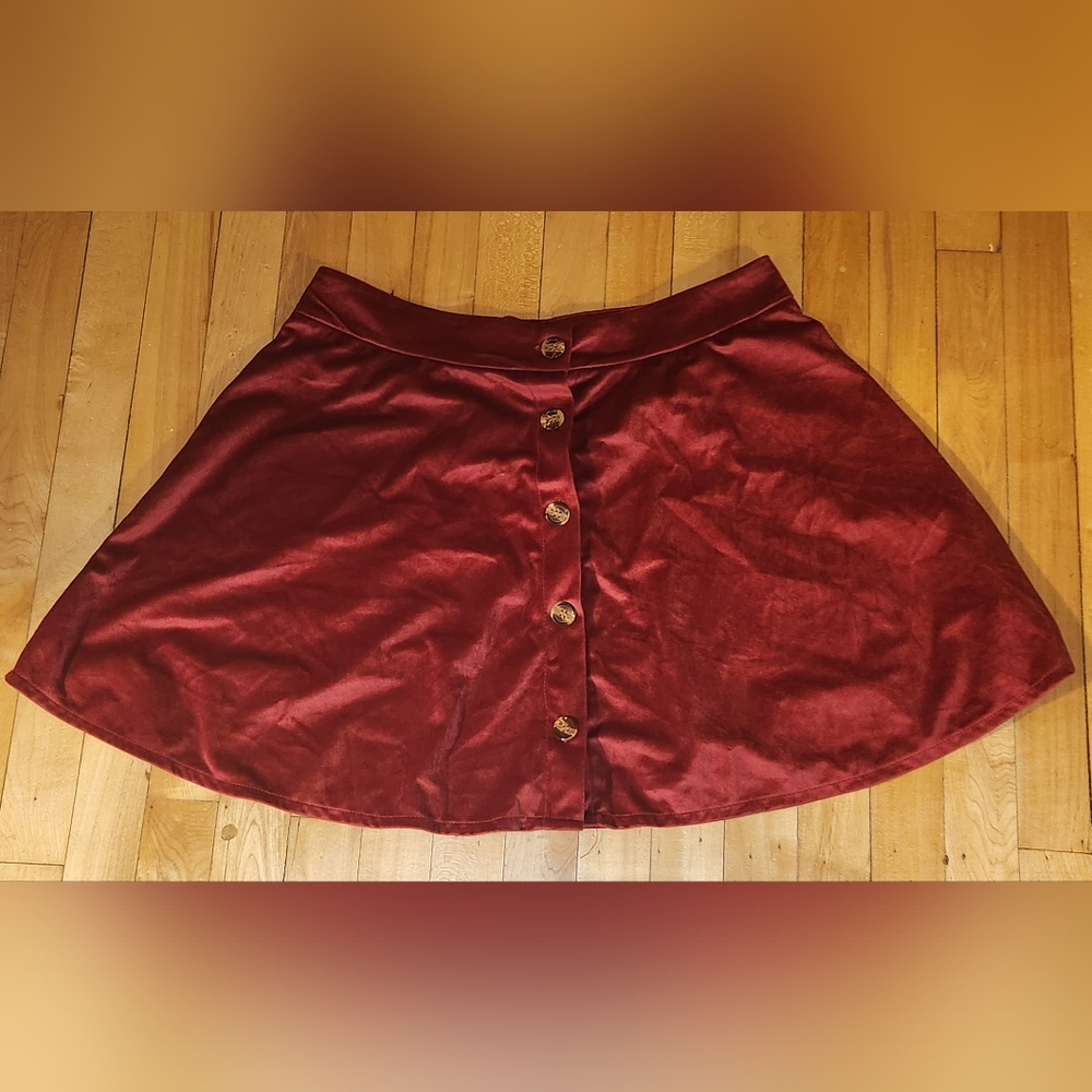 Red mini skirt velvet